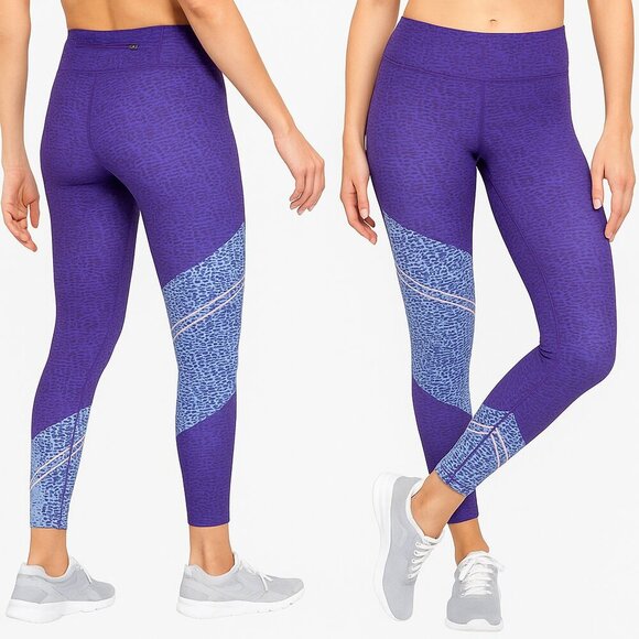 Athleta Pants - Athleta Asym Camo Sonar 7/8 Leggings Cobalt Blue Stripe Pocket Compression SZ‎ S